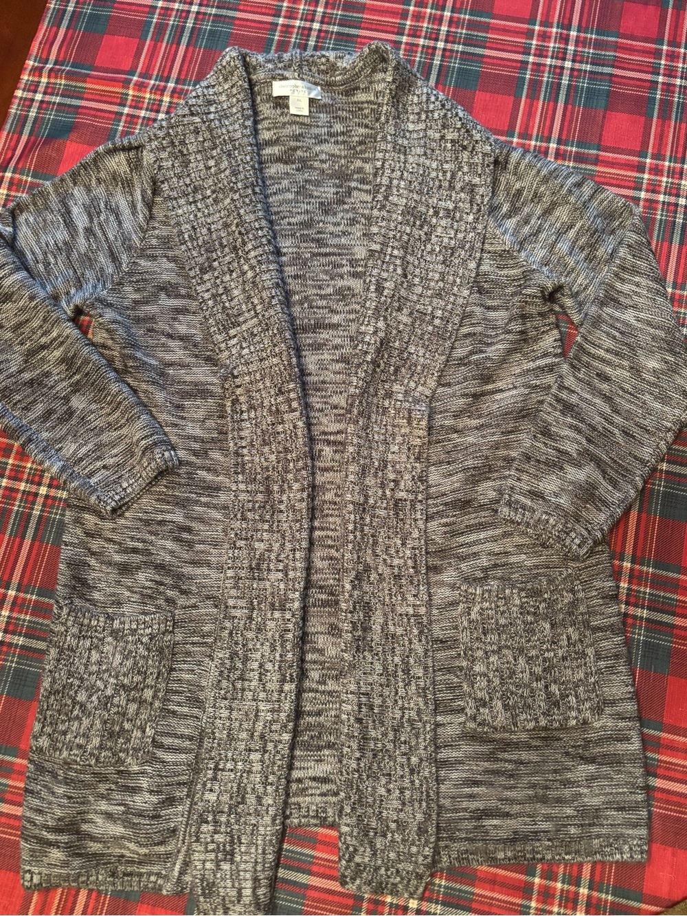Christopher & Banks Gray Marled Open-Front Knit Cardigan